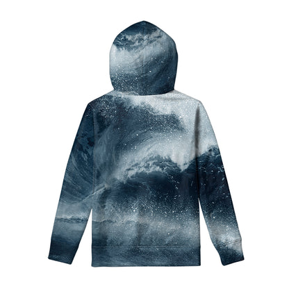 Ocean Wave Print Pullover Hoodie
