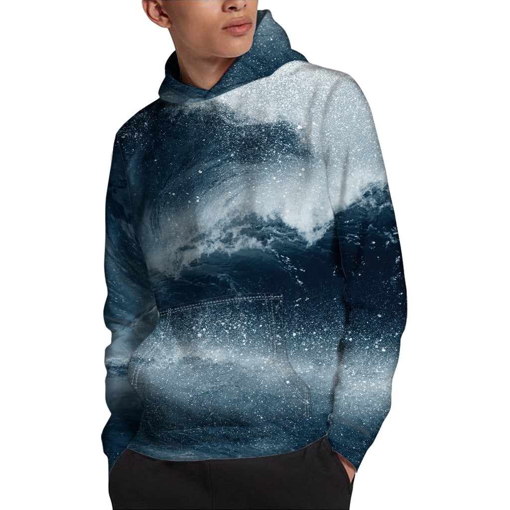 Ocean Wave Print Pullover Hoodie