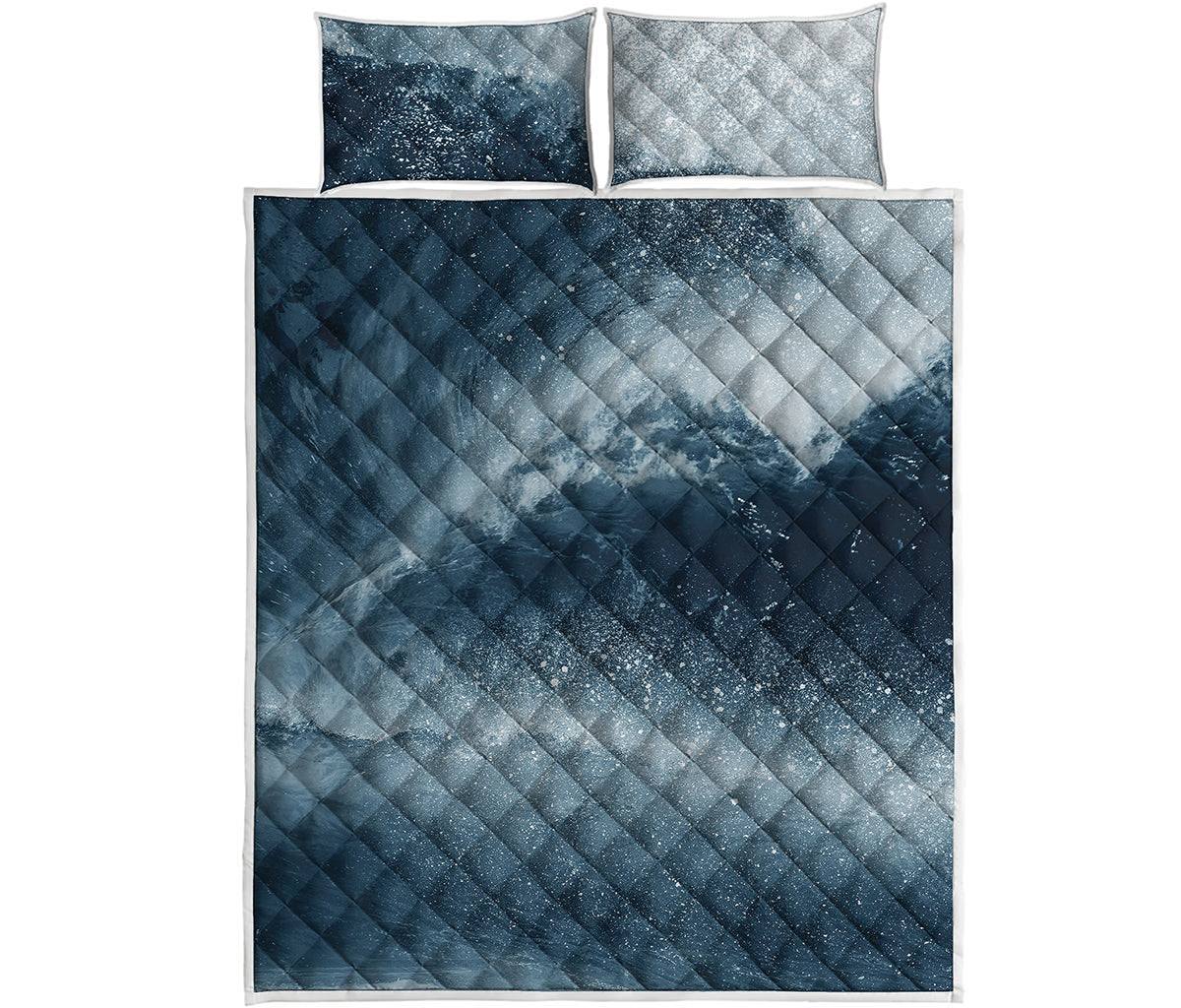 Ocean Wave Print Quilt Bed Set