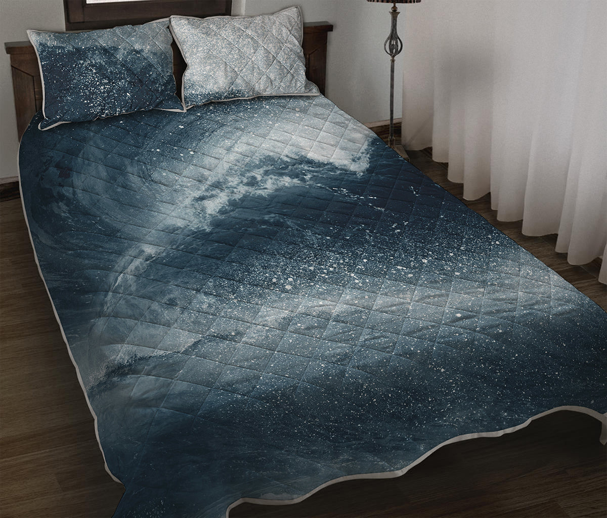 Ocean Wave Print Quilt Bed Set