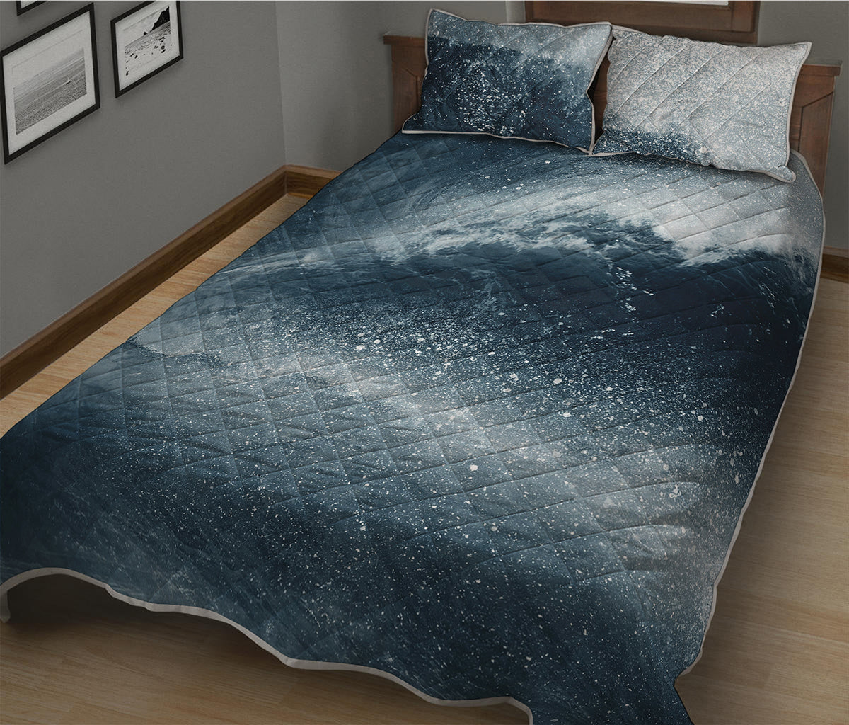 Ocean Wave Print Quilt Bed Set
