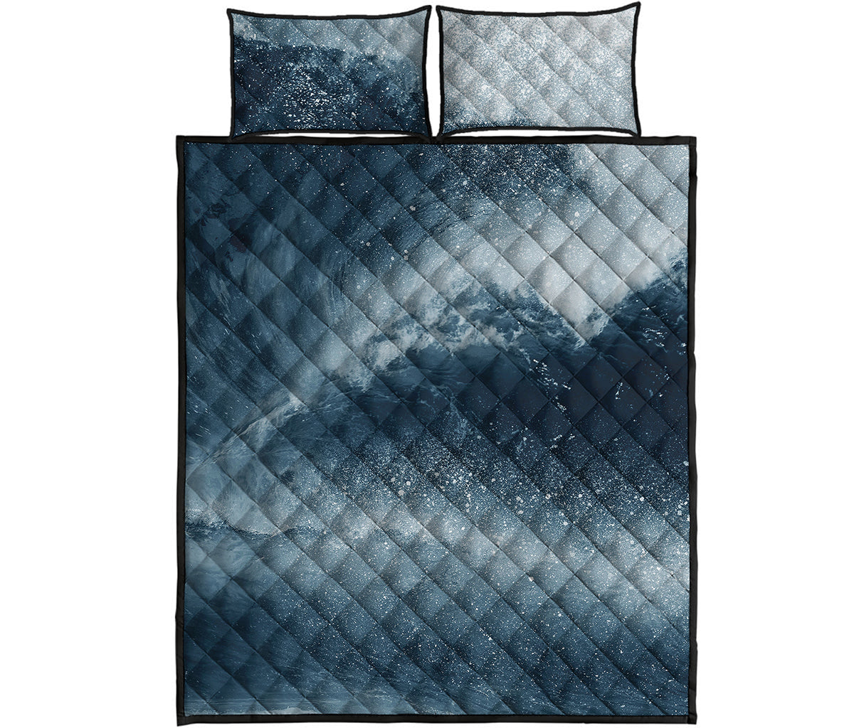 Ocean Wave Print Quilt Bed Set