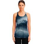 Ocean Wave Print Women's Racerback Tank Top