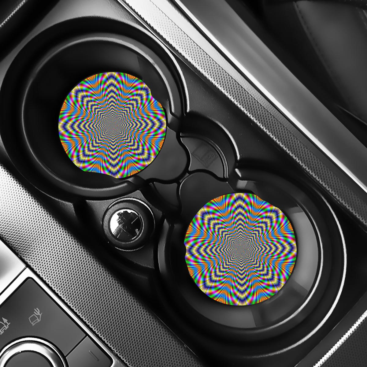 Octagonal Psychedelic Optical Illusion Car Coasters