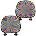 Octagonal Psychedelic Optical Illusion Car Headrest Covers