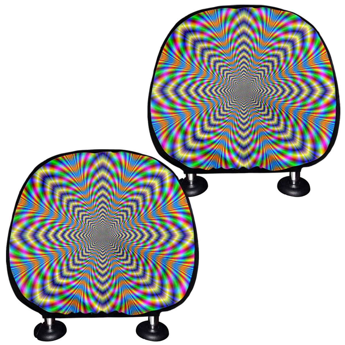 Octagonal Psychedelic Optical Illusion Car Headrest Covers