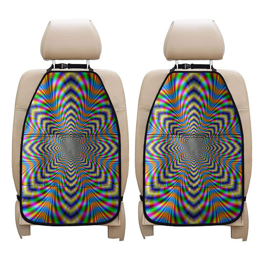 Octagonal Psychedelic Optical Illusion Car Seat Organizers