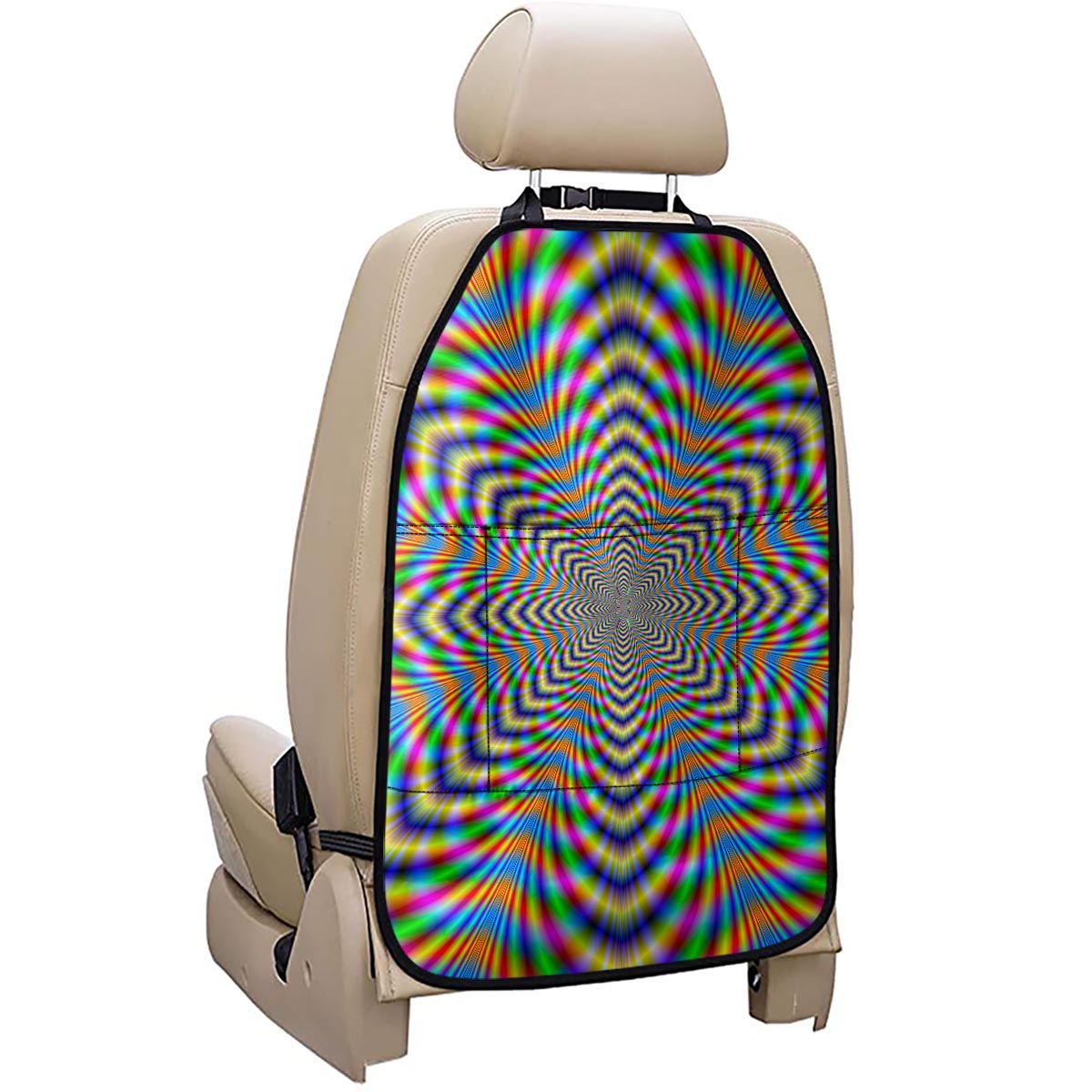 Octagonal Psychedelic Optical Illusion Car Seat Organizers