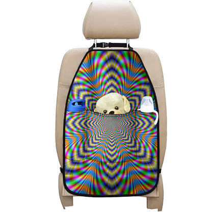 Octagonal Psychedelic Optical Illusion Car Seat Organizers