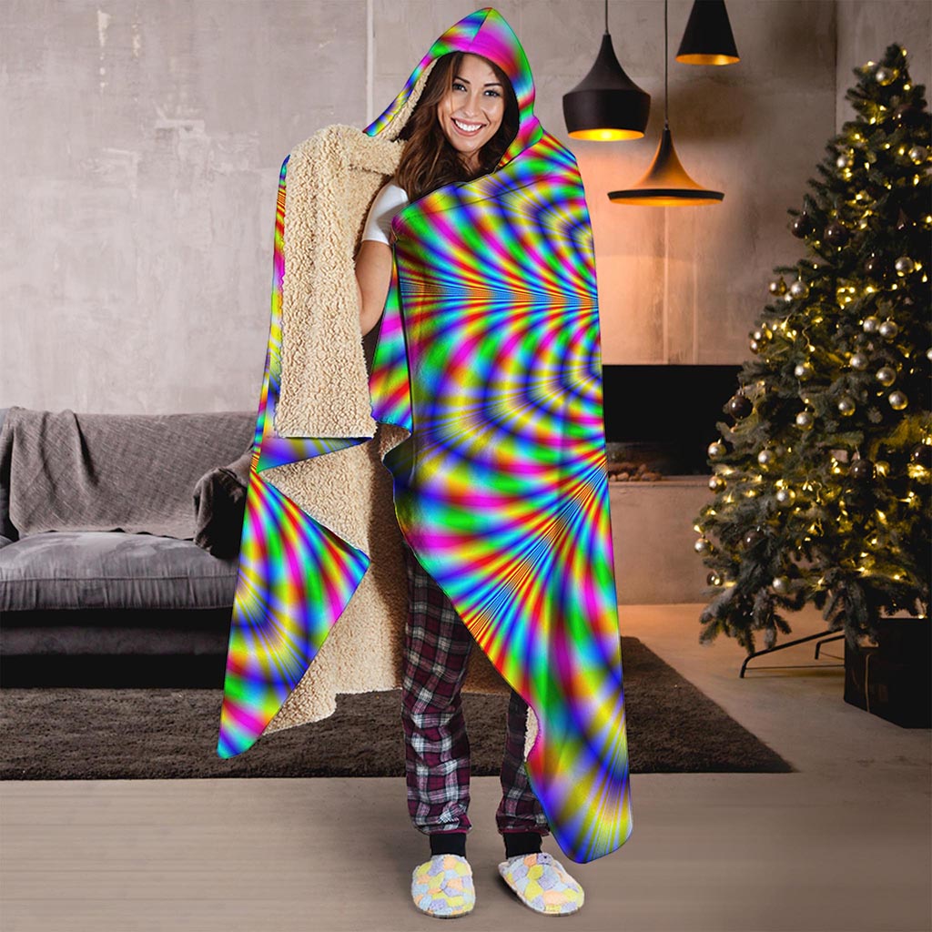 Octagonal Psychedelic Optical Illusion Hooded Blanket