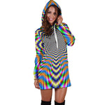 Octagonal Psychedelic Optical Illusion Hoodie Dress GearFrost