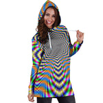 Octagonal Psychedelic Optical Illusion Hoodie Dress GearFrost