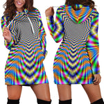 Octagonal Psychedelic Optical Illusion Hoodie Dress GearFrost