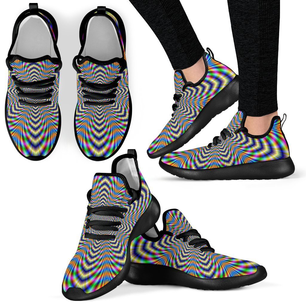 Octagonal Psychedelic Optical Illusion Mesh Knit Shoes GearFrost