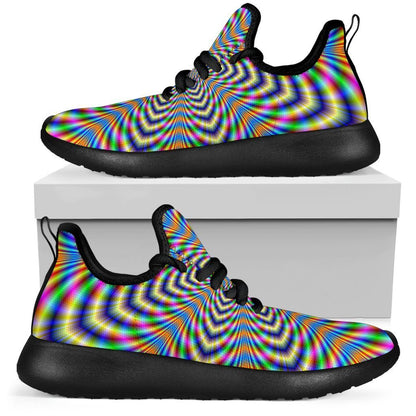 Octagonal Psychedelic Optical Illusion Mesh Knit Shoes GearFrost