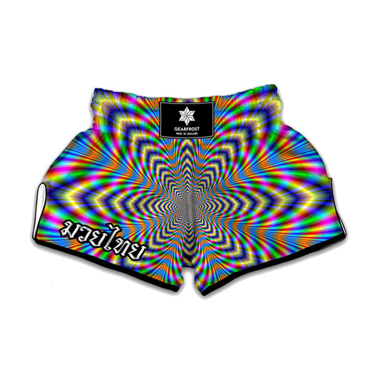 Octagonal Psychedelic Optical Illusion Muay Thai Boxing Shorts
