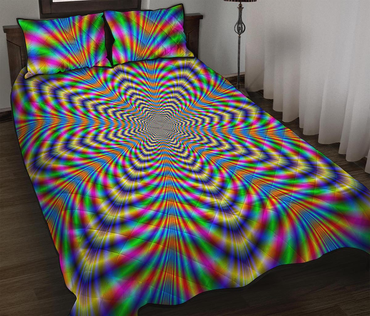 Octagonal Psychedelic Optical Illusion Quilt Bed Set