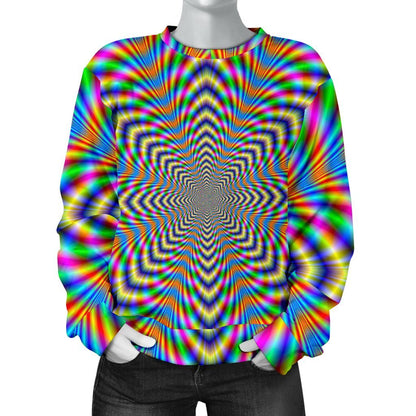 Octagonal Psychedelic Optical Illusion Women's Crewneck Sweatshirt GearFrost