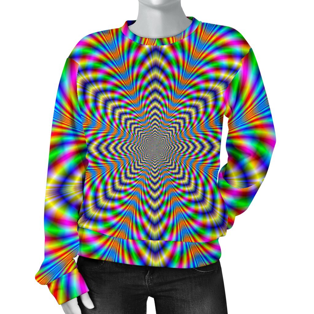 Octagonal Psychedelic Optical Illusion Women's Crewneck Sweatshirt GearFrost