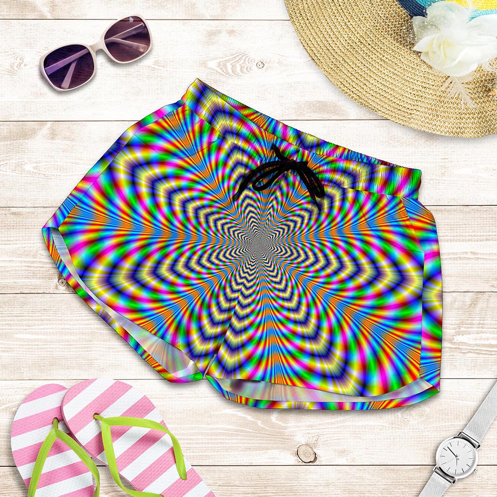 Octagonal Psychedelic Optical Illusion Women's Shorts