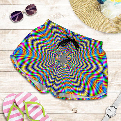 Octagonal Psychedelic Optical Illusion Women's Shorts