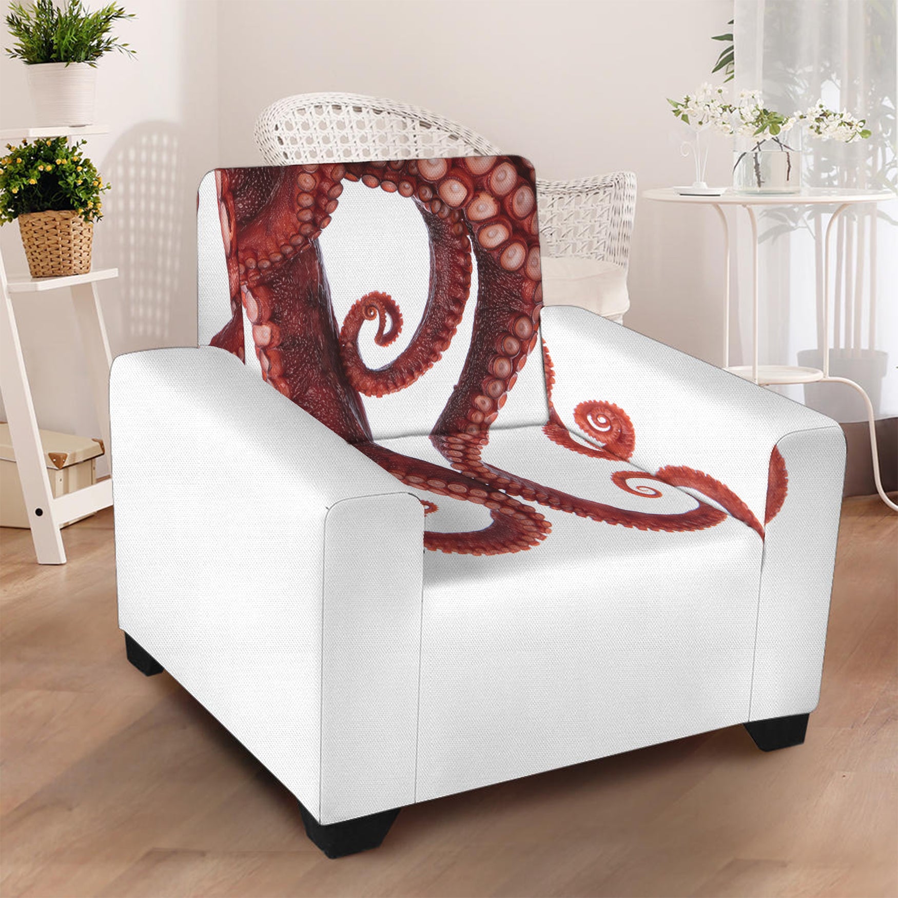 Octopus Tentacles Print Armchair Slipcover