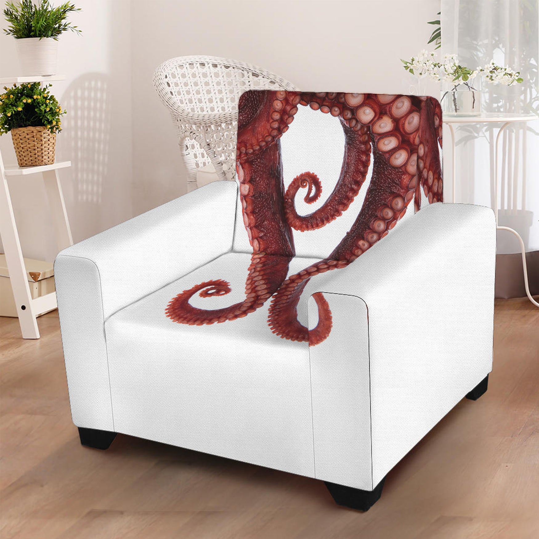 Octopus Tentacles Print Armchair Slipcover