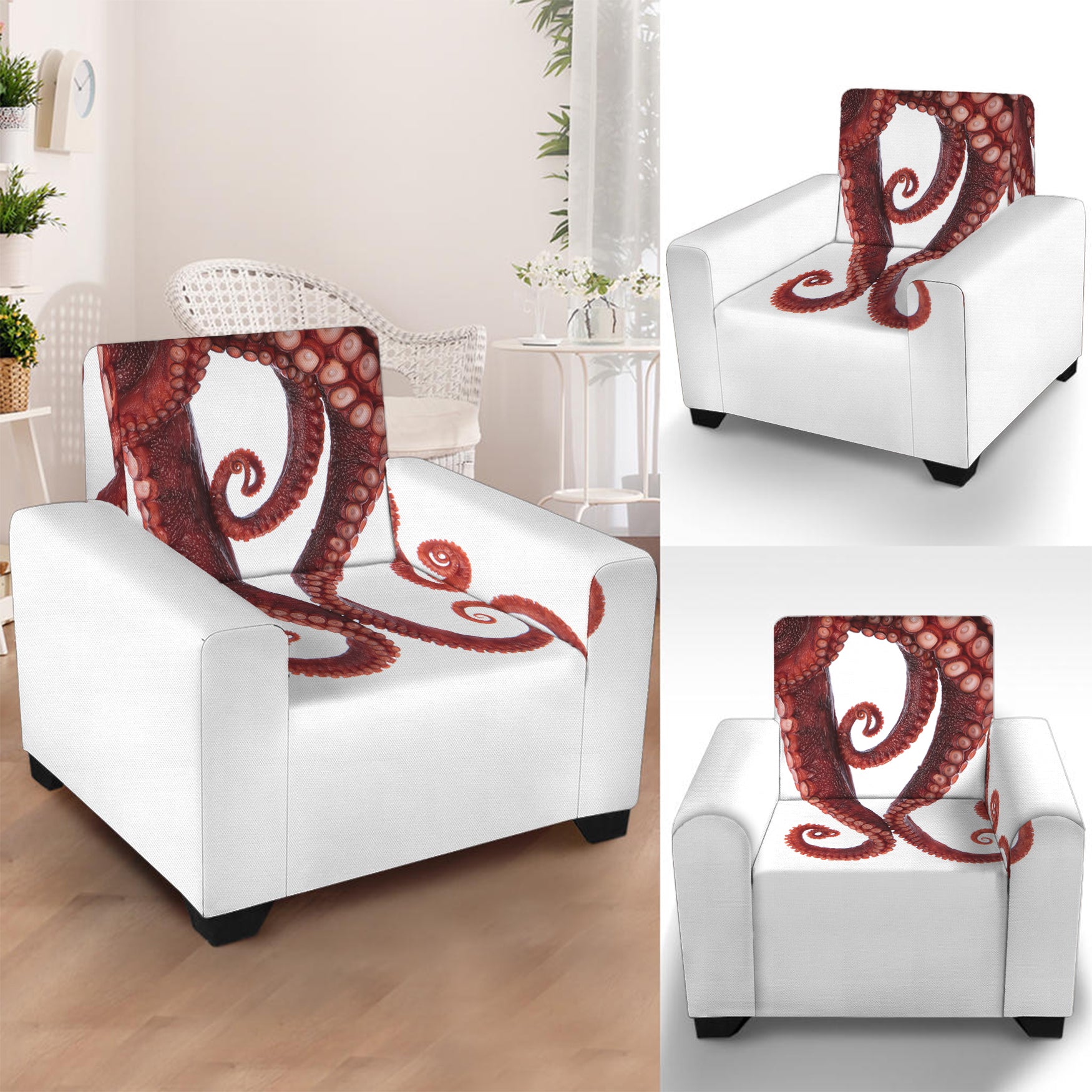 Octopus Tentacles Print Armchair Slipcover