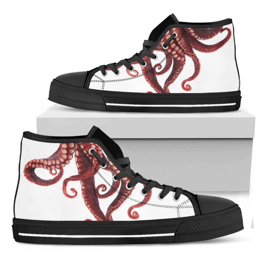 Octopus Tentacles Print Black High Top Shoes