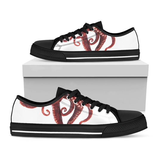 Octopus Tentacles Print Black Low Top Shoes