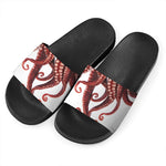 Octopus Tentacles Print Black Slide Sandals