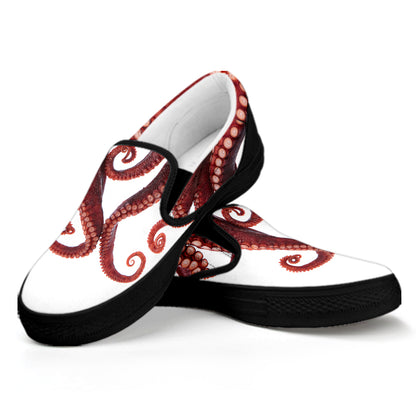 Octopus Tentacles Print Black Slip On Shoes