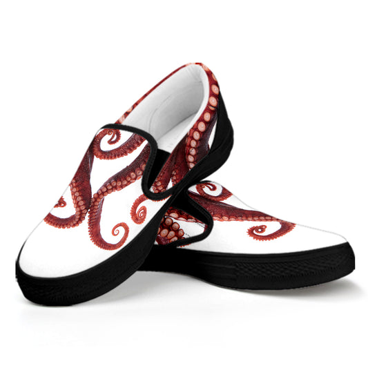 Octopus Tentacles Print Black Slip On Shoes