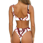 Octopus Tentacles Print Front Bow Tie Bikini