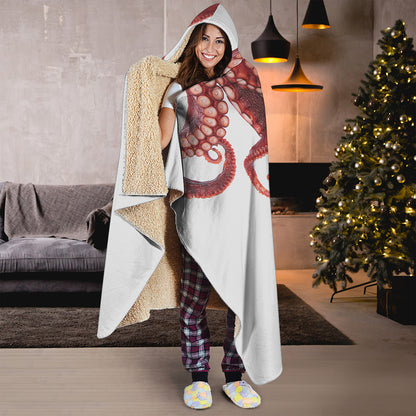Octopus Tentacles Print Hooded Blanket