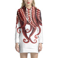 Octopus Tentacles Print Pullover Hoodie Dress