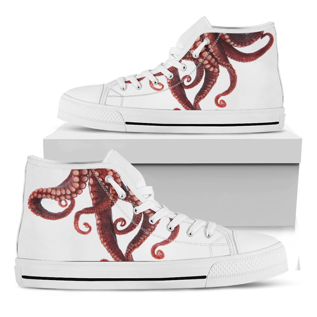 Octopus Tentacles Print White High Top Shoes