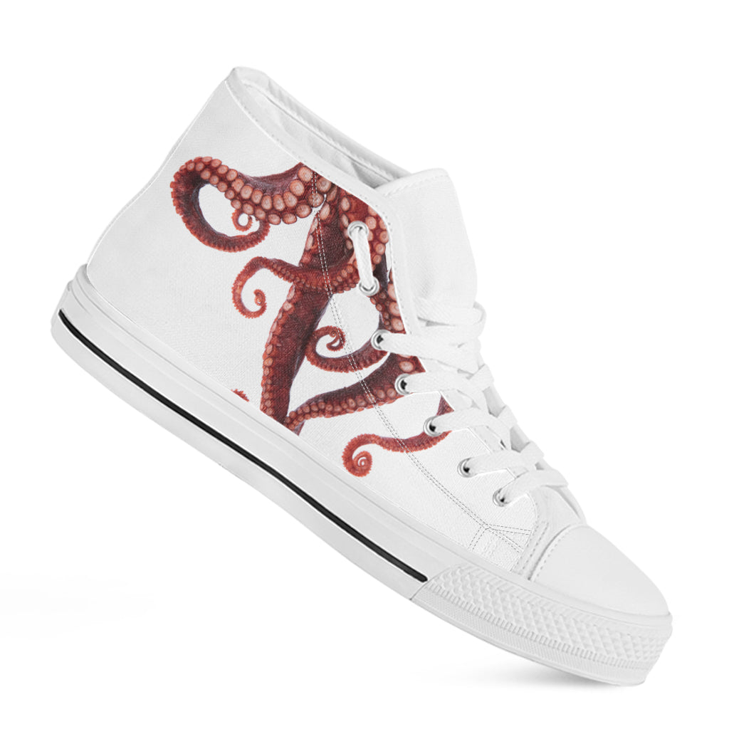 Octopus Tentacles Print White High Top Shoes