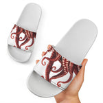 Octopus Tentacles Print White Slide Sandals