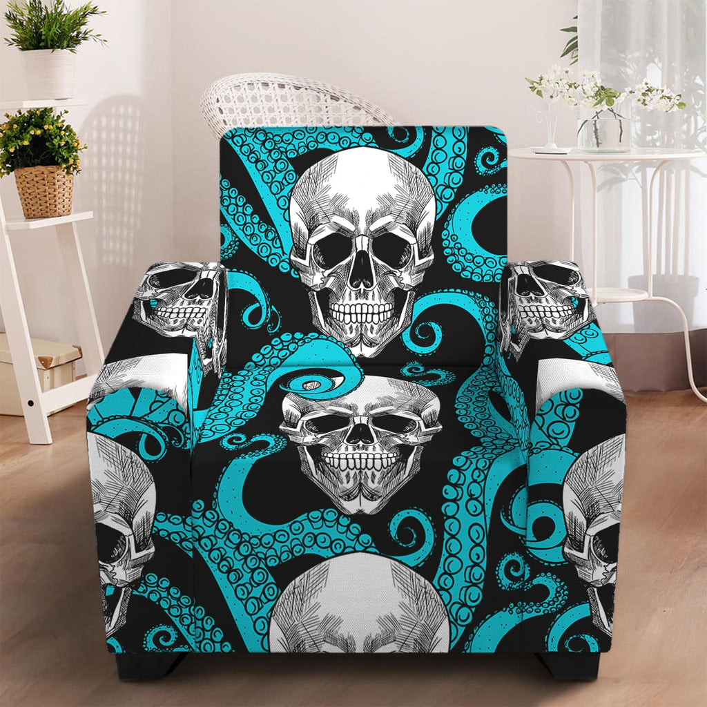 Octopus Tentacles Skull Pattern Print Armchair Slipcover
