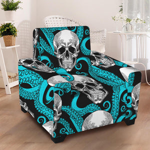 Octopus Tentacles Skull Pattern Print Armchair Slipcover