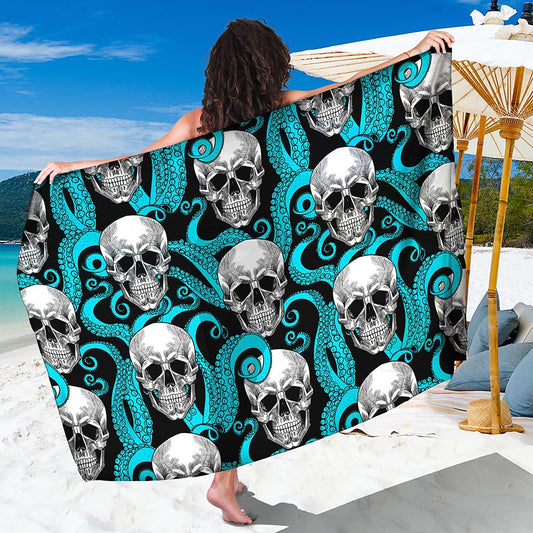 Octopus Tentacles Skull Pattern Print Beach Sarong Wrap