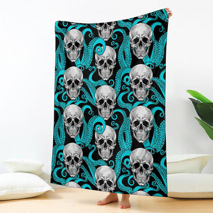 Octopus Tentacles Skull Pattern Print Blanket