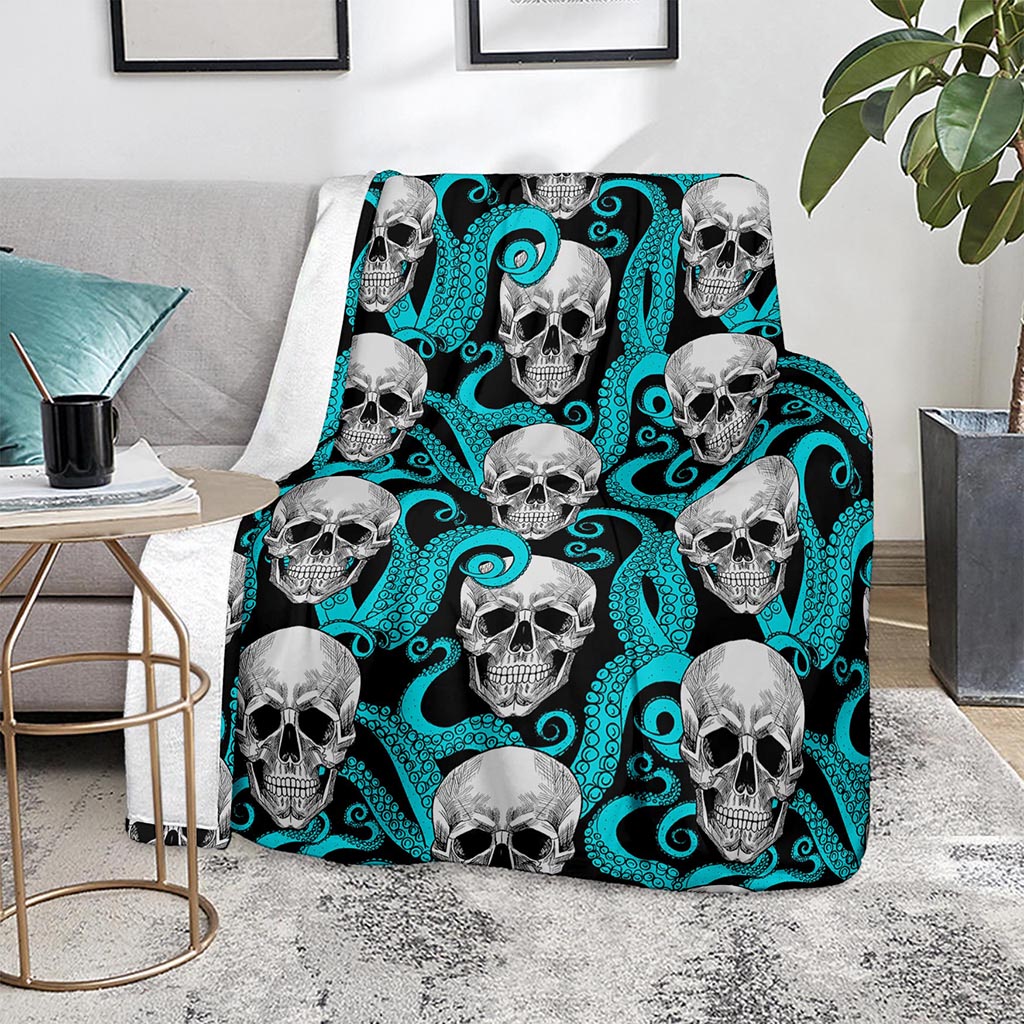 Octopus Tentacles Skull Pattern Print Blanket