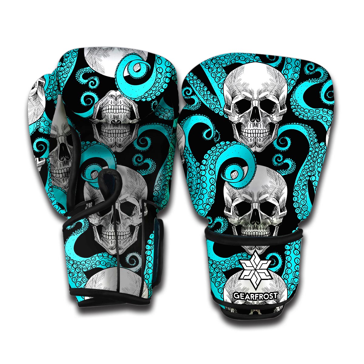 Octopus Tentacles Skull Pattern Print Boxing Gloves