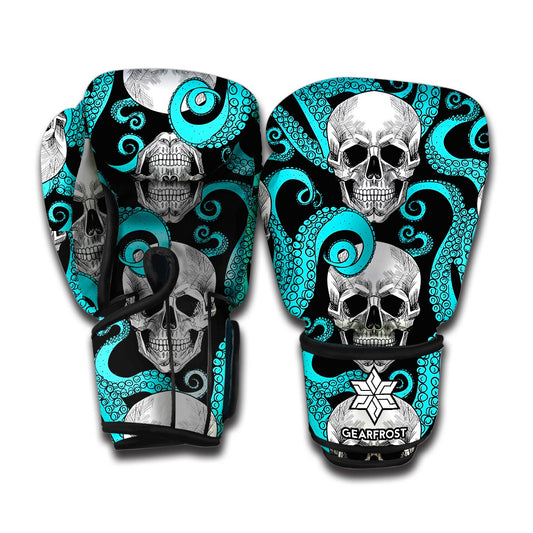 Octopus Tentacles Skull Pattern Print Boxing Gloves