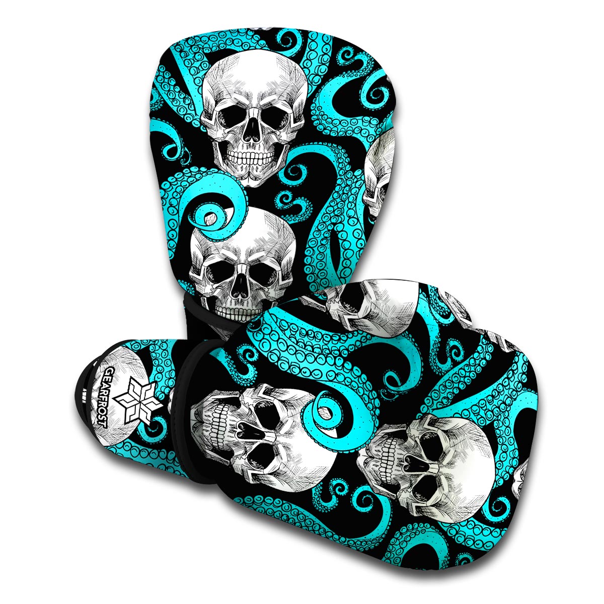 Octopus Tentacles Skull Pattern Print Boxing Gloves