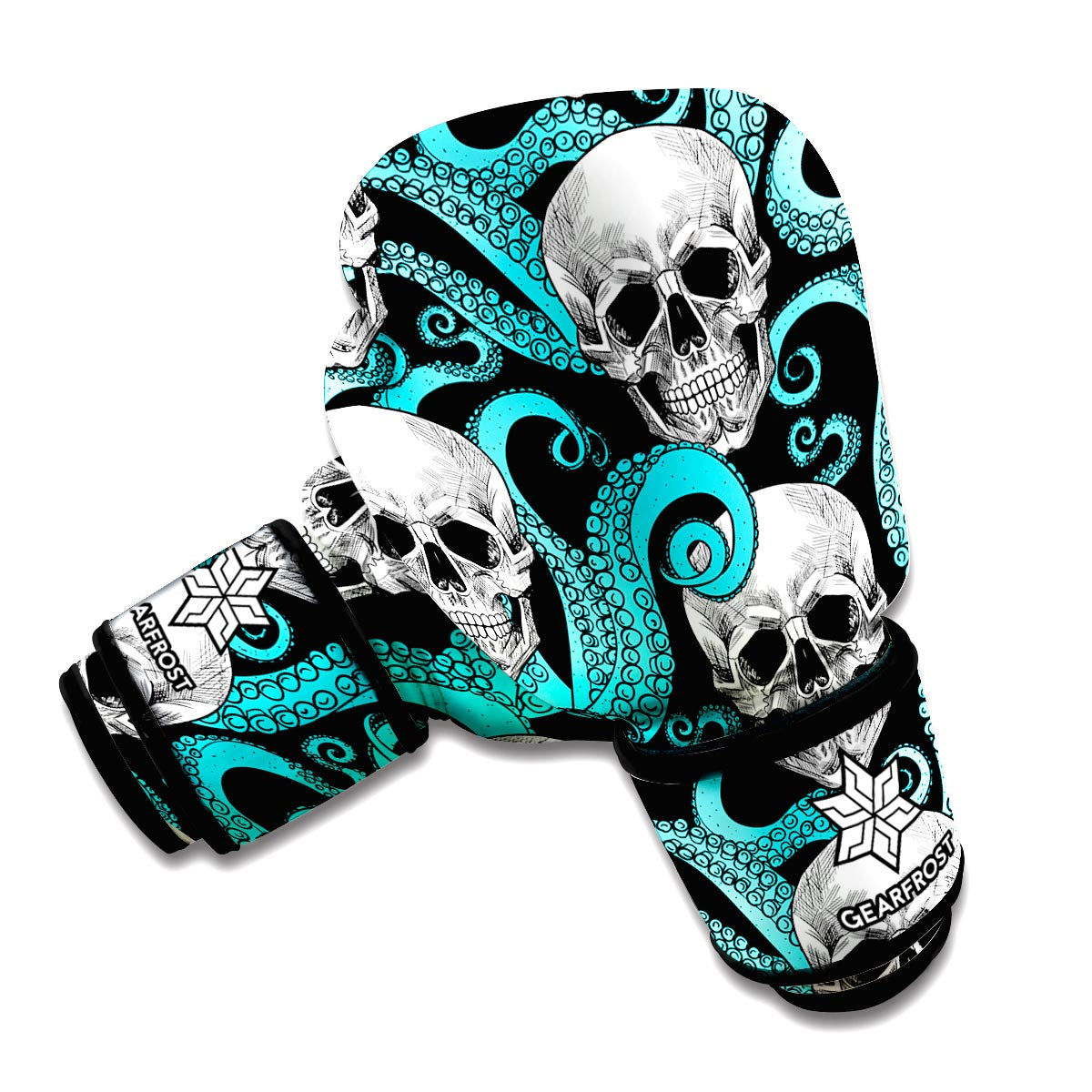 Octopus Tentacles Skull Pattern Print Boxing Gloves