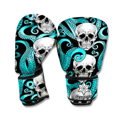 Octopus Tentacles Skull Pattern Print Boxing Gloves