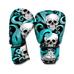 Octopus Tentacles Skull Pattern Print Boxing Gloves